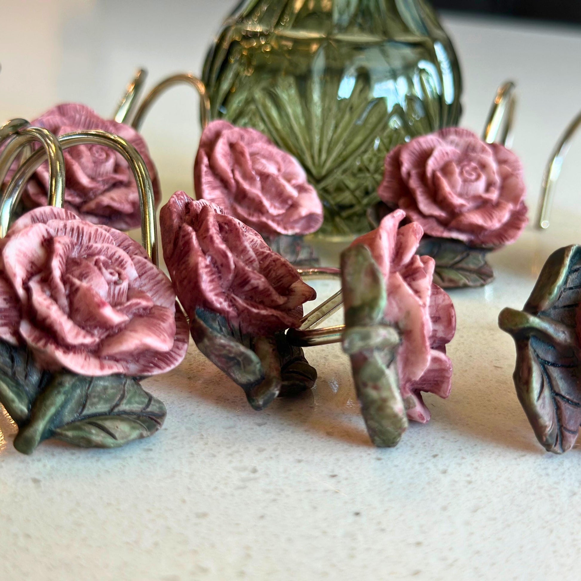 Shower Hooks Victorian Decor for Home Improvement Project Curtain Hook Vintage Inspired Style Rose Design Bathroom Inspiration Guest Bath