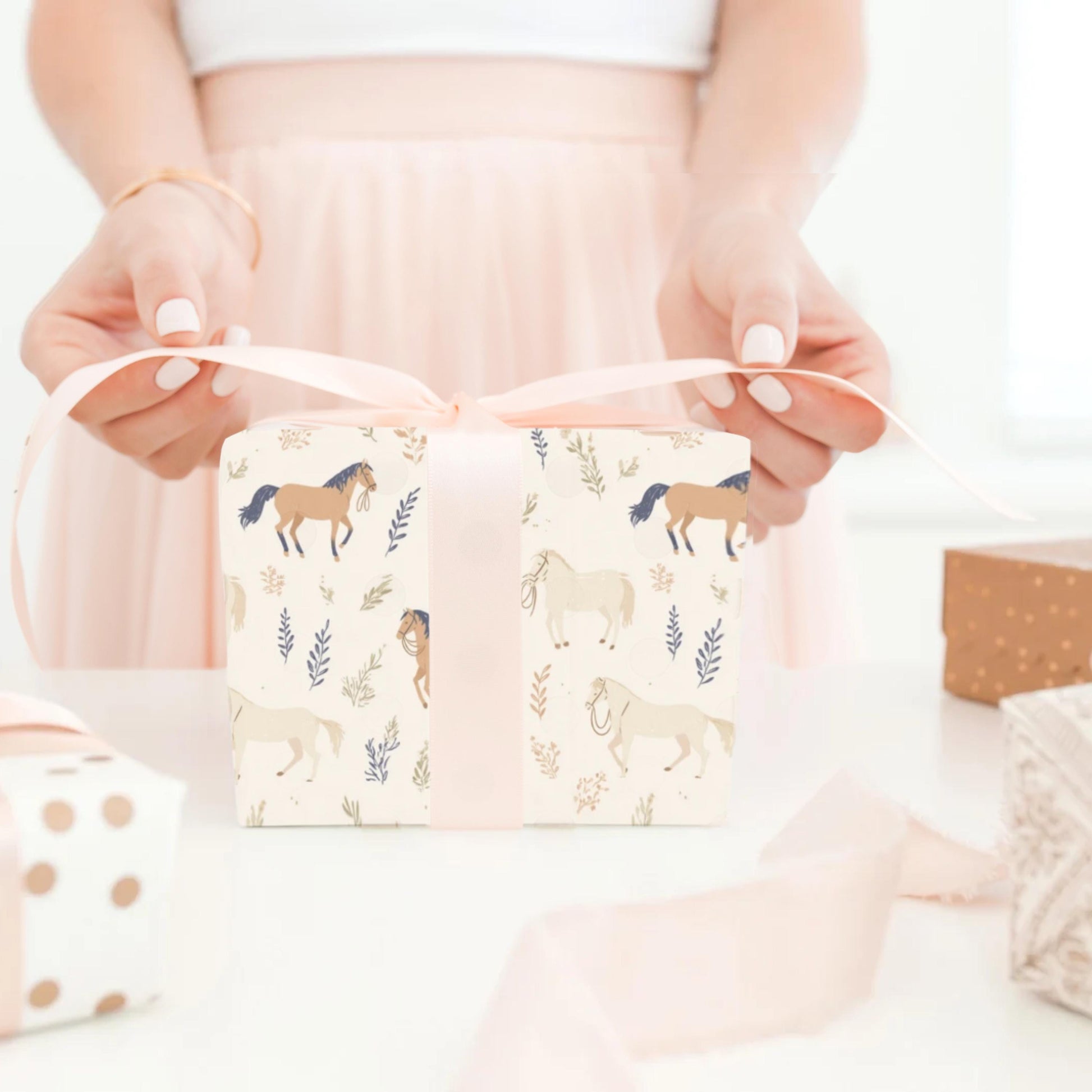 Horse Gift for Her Equestrian Rider Gift Wrap Paper Rolls for Horse Theme Birthday Party
