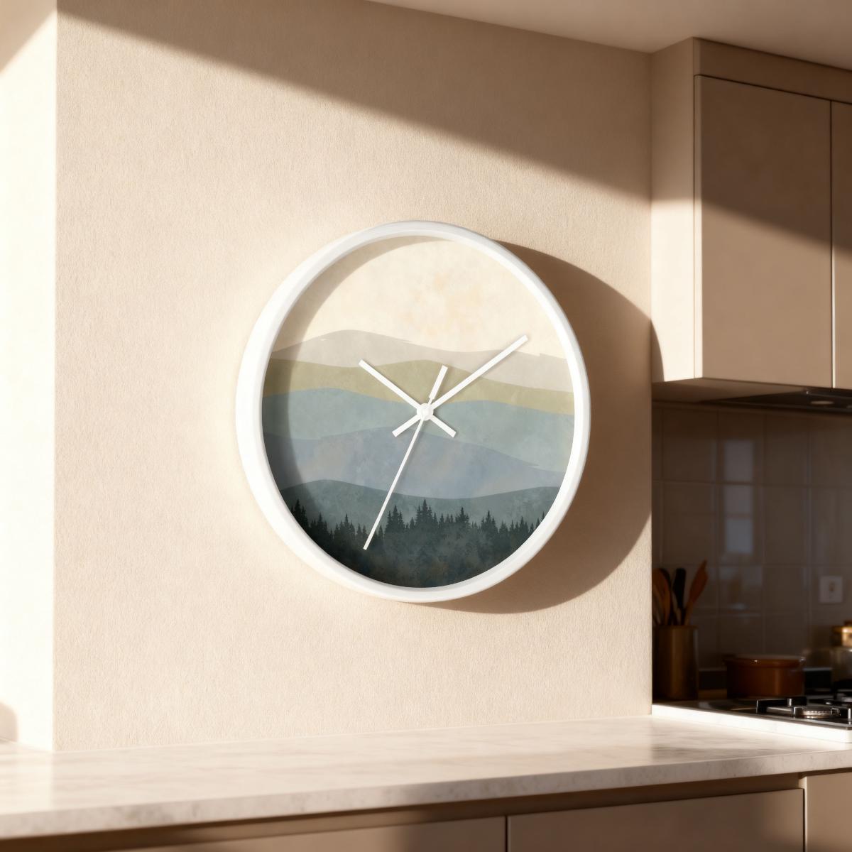 Minimalist Boho Wall Clock Mountain Minimalist Wall Decor Mid Century Clock for Living Room Gift for New Home Owner New Housewarming Present