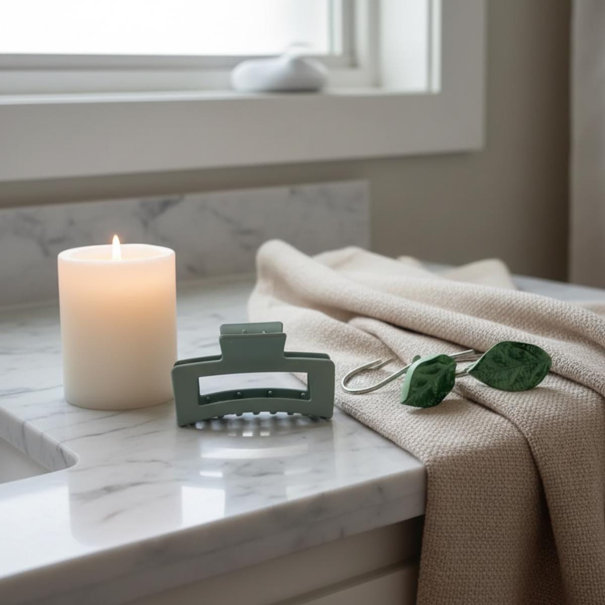 Forest Leaf Bathroom Gift Set Accent Vintage Inspired Nature Shower Rings Botanical Cottagecore Bath Decor Rustic Greenery Home Spa Touch