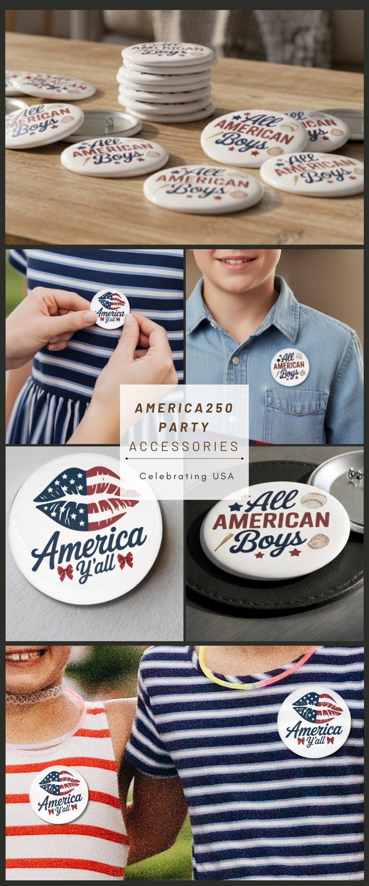 USA Bulk Party Favor America250 Event Kid Table Idea Pin Button Photo Booth Idea 250th Anniversary Summer Party Decor Gift for Cousins