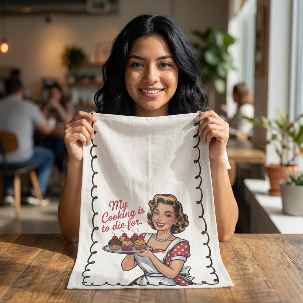 Sarcastic Gift for Mom Funny Tea Towel Vintage Design Kitchen Towel Mothers Day Gift Idea Funny Mom Gift Birthday Gift for Her