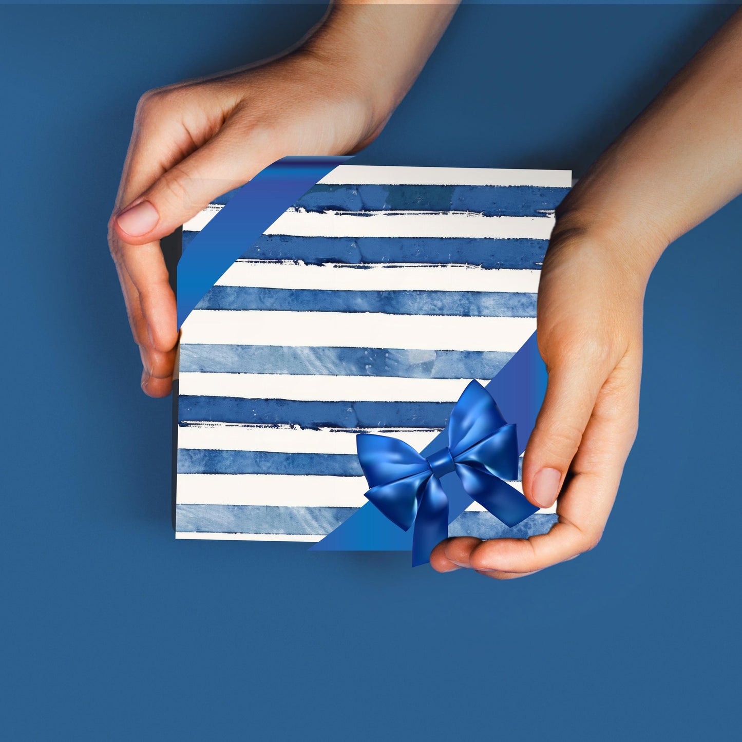 Nautical Theme Birthday Party Event Decor Gift Wrapping Paper Blue Stripe Classic Design Minimalist Pattern Blue and White Stripe Paper
