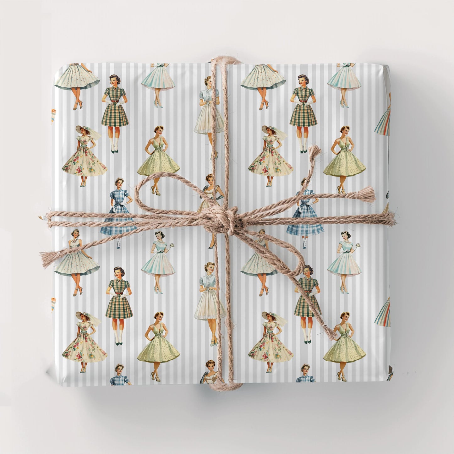 Retro Vintage Design Gift Wrapping Paper Elegant Ladies Bridal Shower Gift Paper for Bride Wedding Party Wrapping