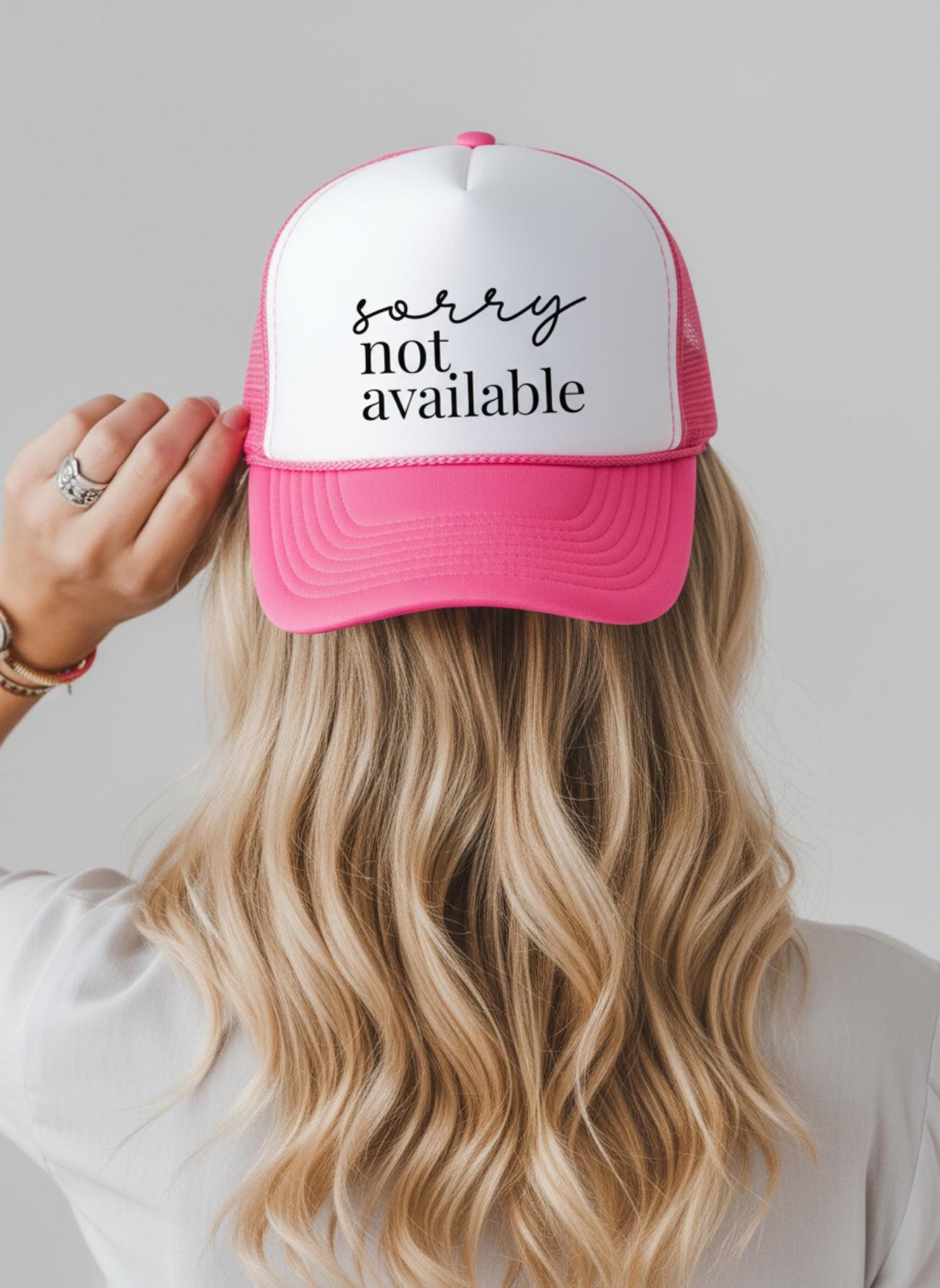 Sarcastic Hat for Friend Birthday Gift for Her Trucker Foam Hat Funny Phrase Sorry Not Available Trucker Cap for Sister Graduation Gift Idea