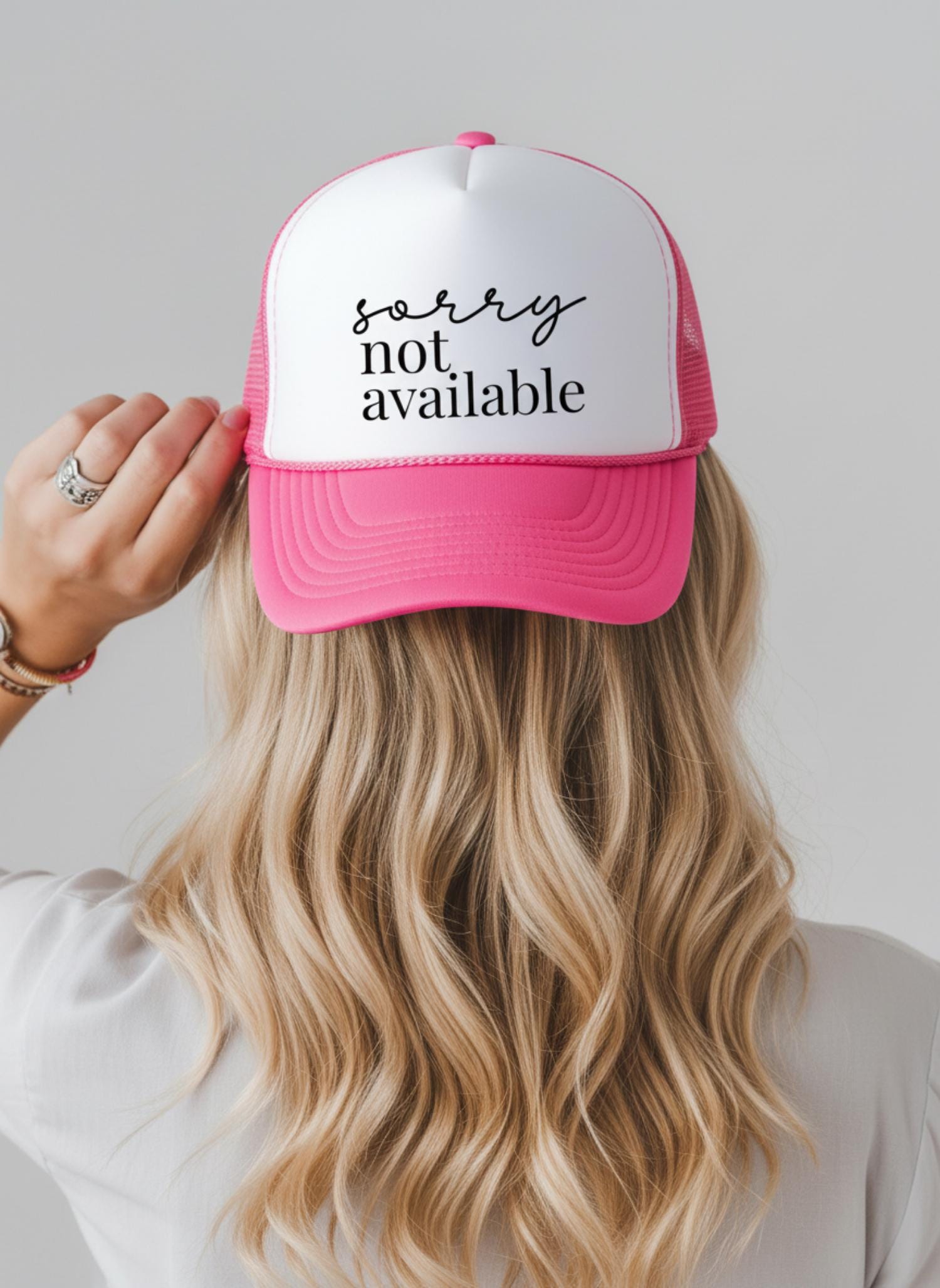 Sarcastic Hat for Friend Birthday Gift for Her Trucker Foam Hat Funny Phrase Sorry Not Available Trucker Cap for Sister Graduation Gift Idea