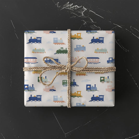 Train Wrapping Paper Toddler Birthday Gift Wrap Kids Train Party Paper First Birthday Wrapping Paper Train Theme Gift Wrap Roll