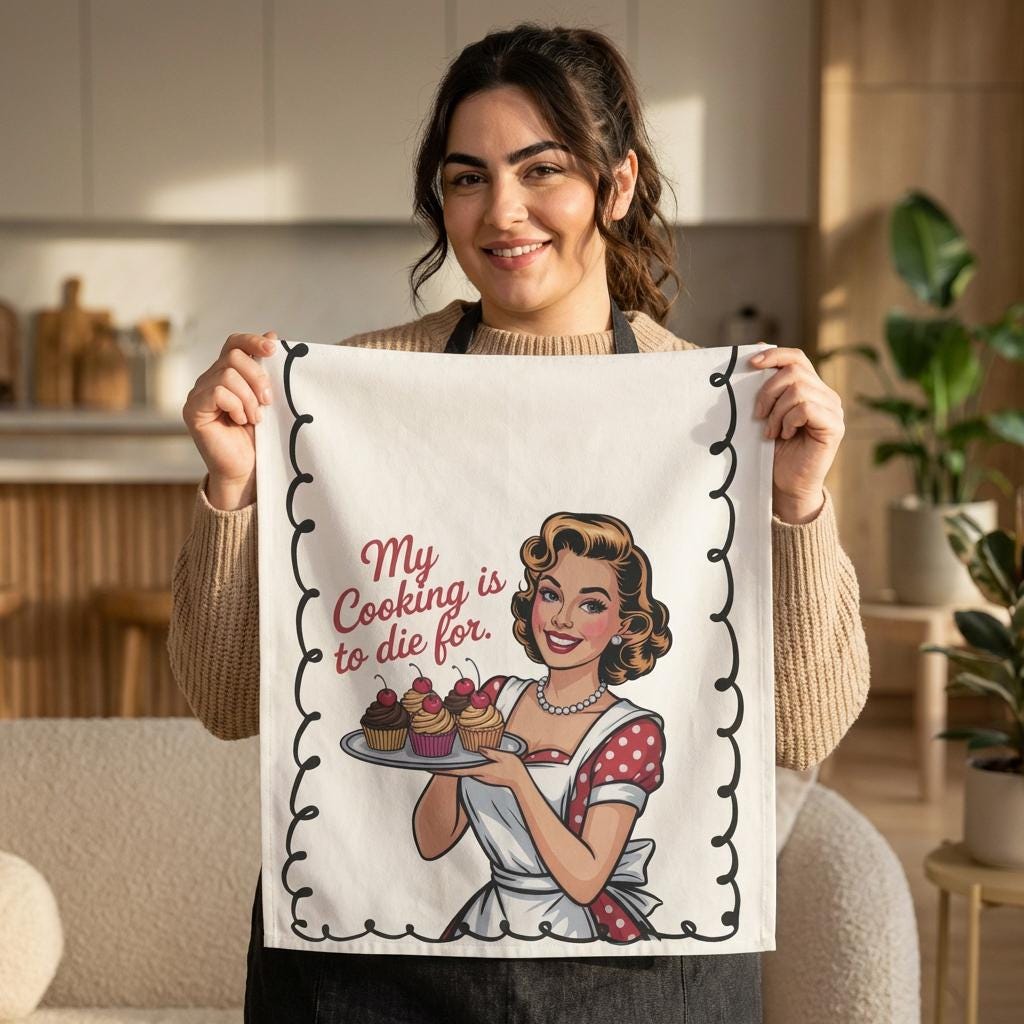 Sarcastic Gift for Mom Funny Tea Towel Mothers Day Gift Idea Vintage Design Fun Hand Towel Birthday Gift for Her Worlds Okayest Mother Funny Tea Towel Sarcastic Mom Gift Vintage Style Kitchen Towel Mothers Day Gift Funny Kitchen Decor