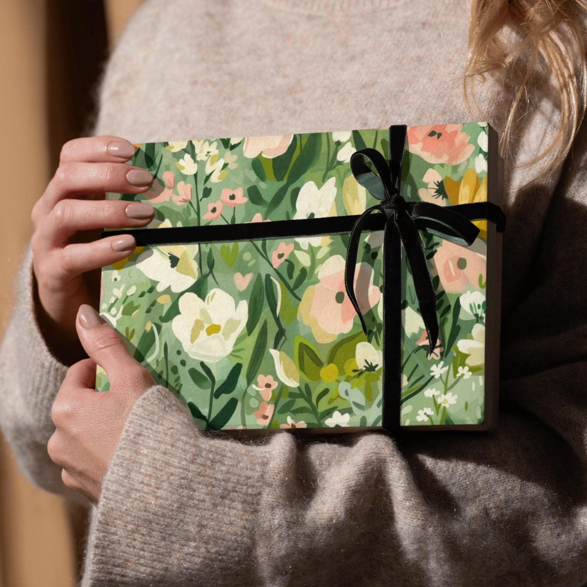 Elegant Floral Wrapping Paper Green Garden Gift Wrap Botanical Present Paper Chic Gift Packaging Luxury Floral Wrap Bulk Paper Gift Rolls