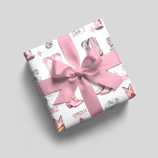 Pink and White Cowgirl Gift Wrapping Paper