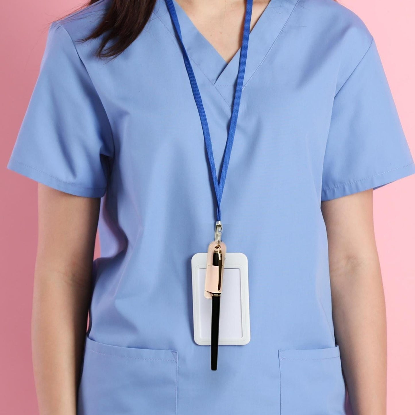 Healthcare Worker Lanyard Pen Holder Personalized Leather Clip for Scrubs Badge Reel Alternative Practical Hospital Shift Gift Idea for Her