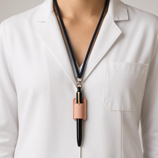 Nurse Lanyard Pen Holder Personalized Vegan Leather Clip for Scrubs Work Badge Accessory Hospital Staff Practical Bulk Gift Option for Her