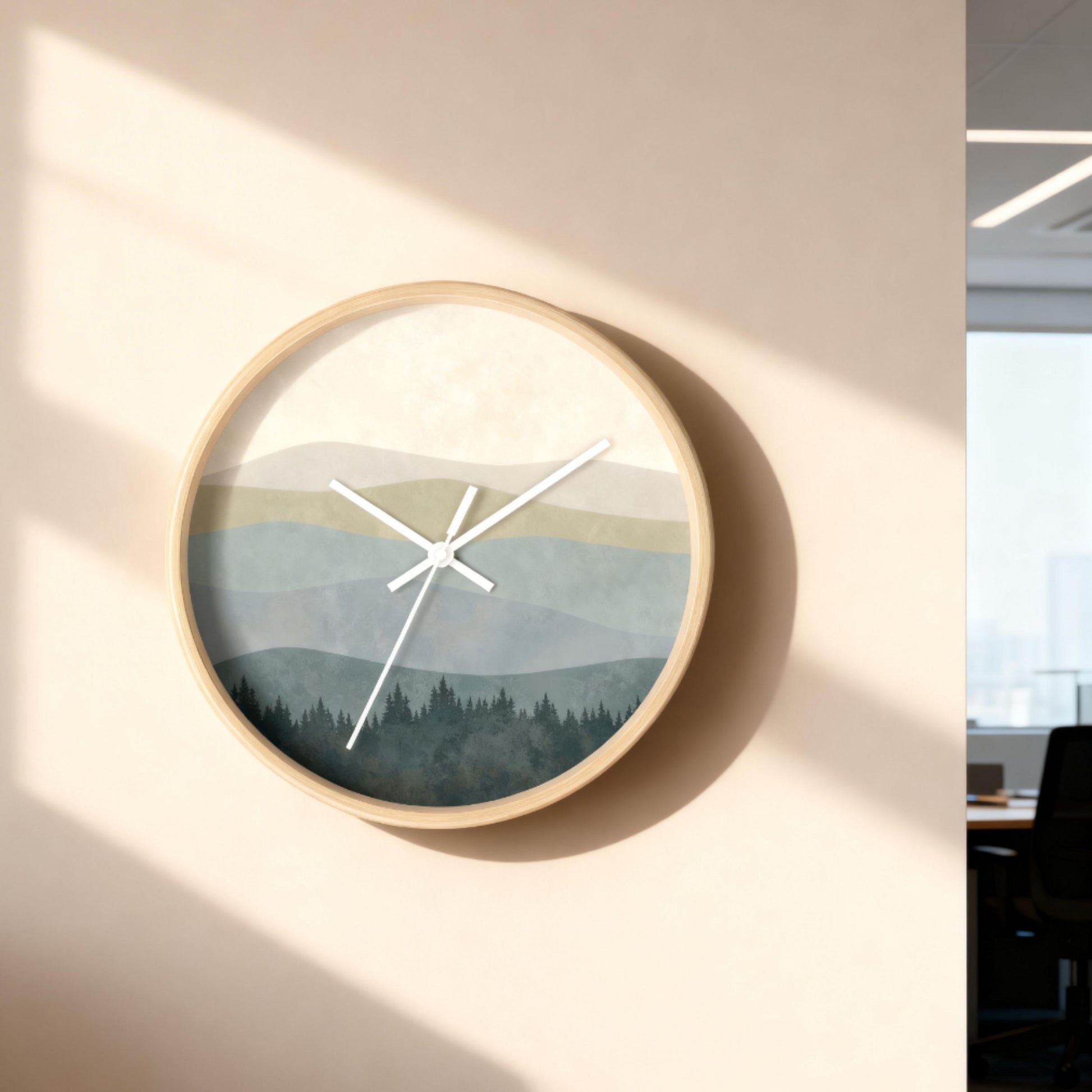 Minimalist Boho Wall Clock Mountain Minimalist Wall Decor Mid Century Clock for Living Room Gift for New Home Owner New Housewarming Present