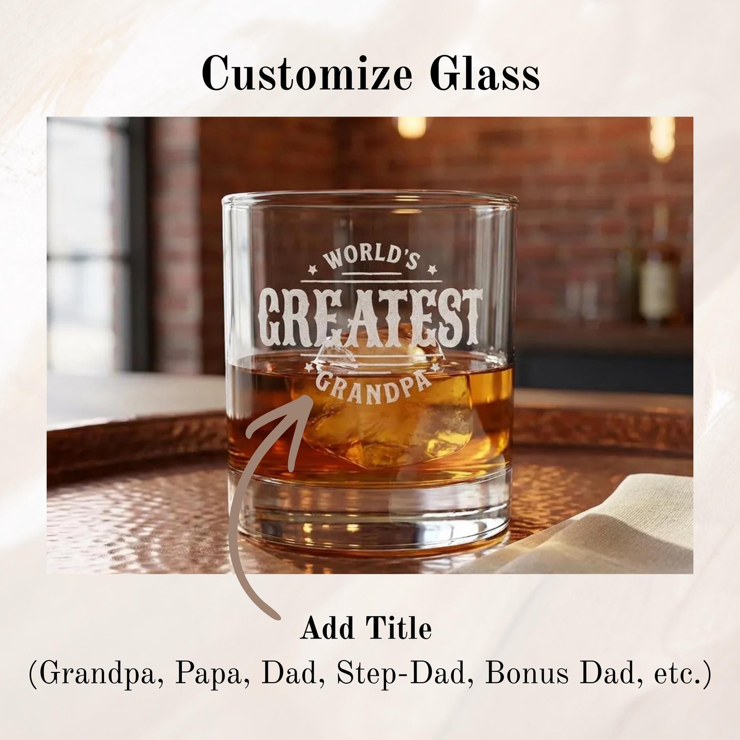 Gift for Papa Whiskey Glass Gift Engraved Grandpa Rocks Glass Personalized Pappi Gift Whiskey Glass Custom Name Est Year Gift for Papa Idea