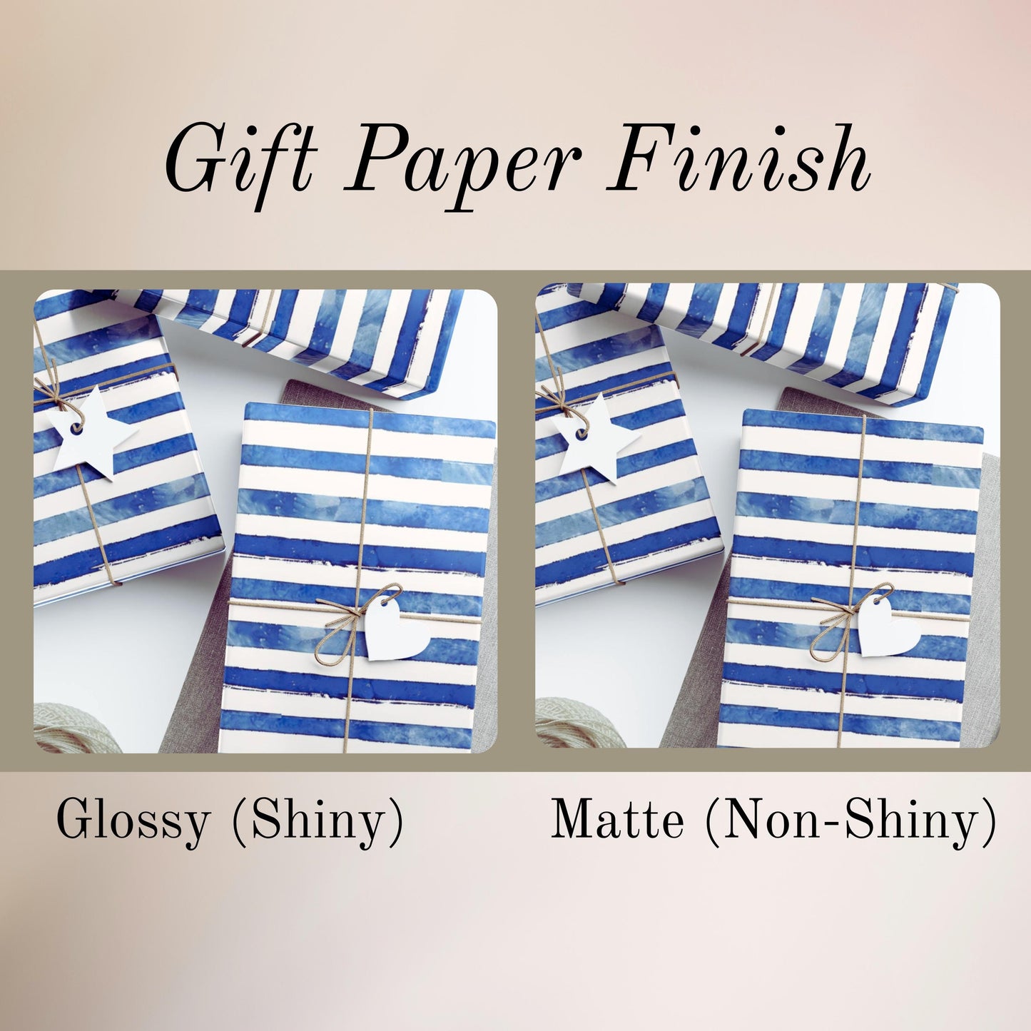 Blue Stripe Gift Wrap Paper Elegant Line Wrapping Paper Bulk