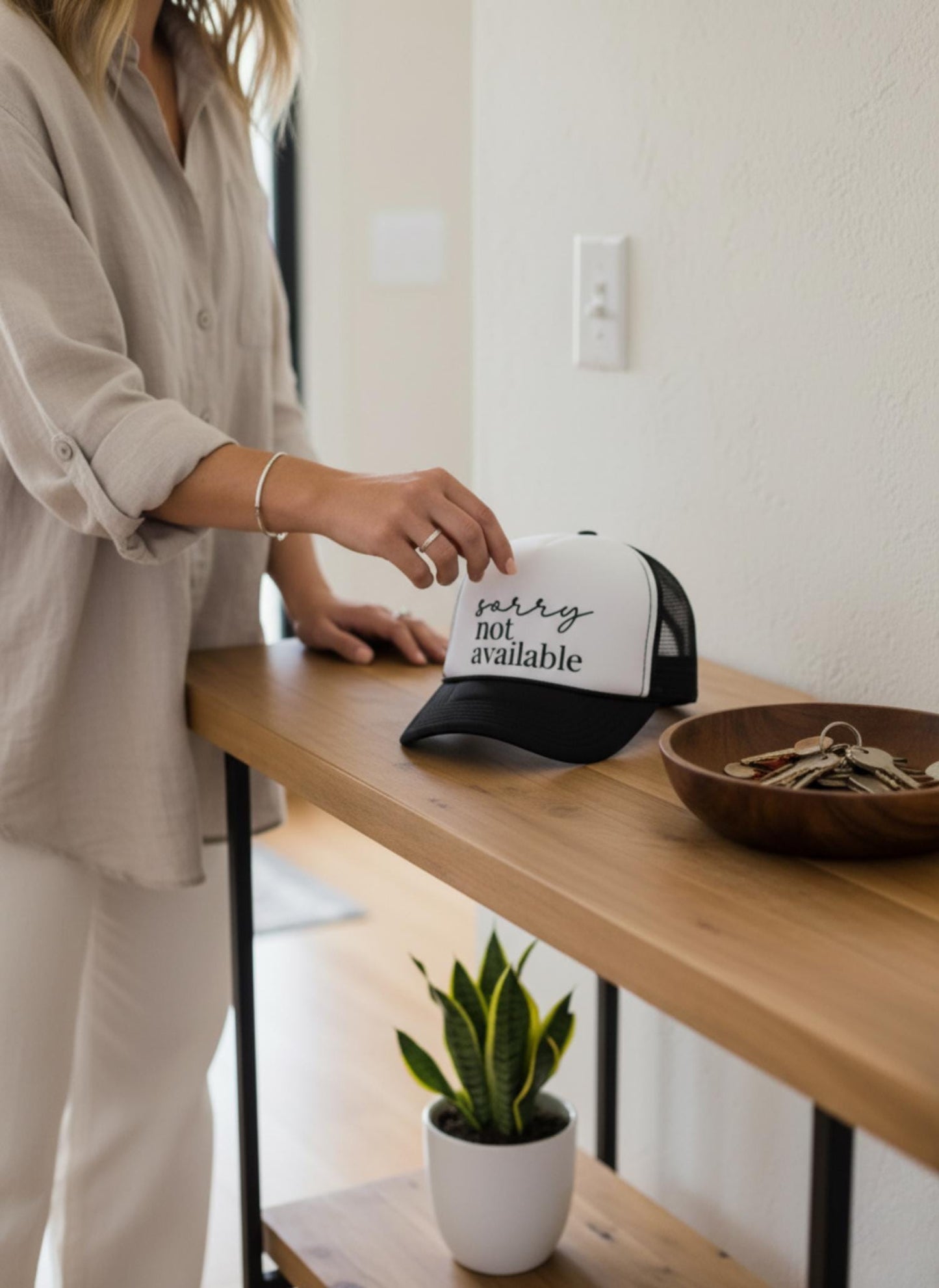 Sarcastic Hat for Friend Birthday Gift for Her Trucker Foam Hat Funny Phrase Sorry Not Available Trucker Cap for Sister Graduation Gift Idea