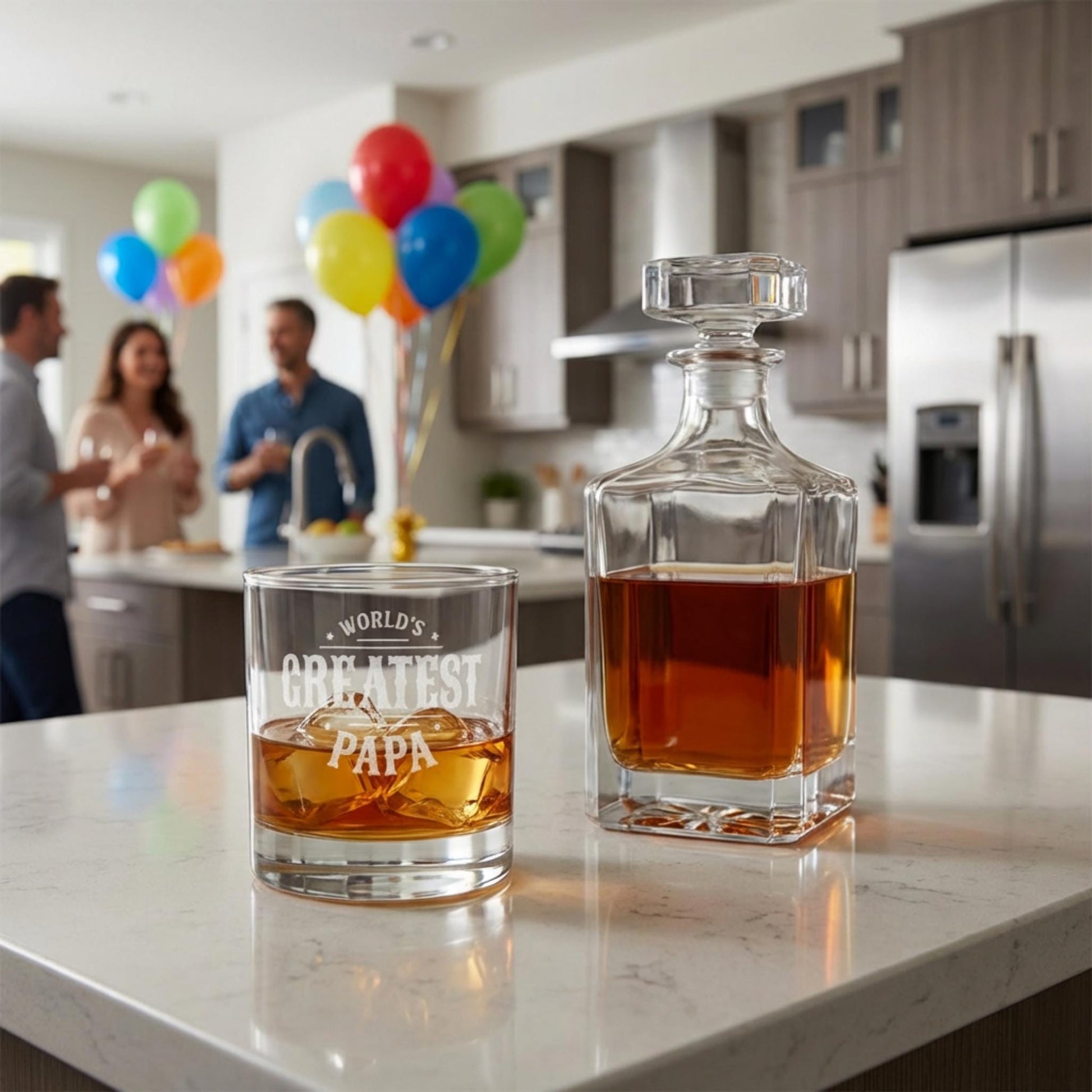 Happy Fathers Day New Grandpa Whiskey Glass Gift Engraved Rocks Glass Personalized Gift 10.5 oz Glass First Time Grandpa Gift Est Year Idea