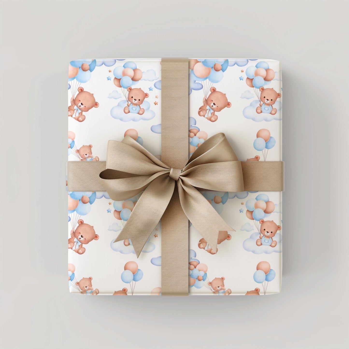 Baby Shower Gift Wrap: Baby Bear Blue Balloons