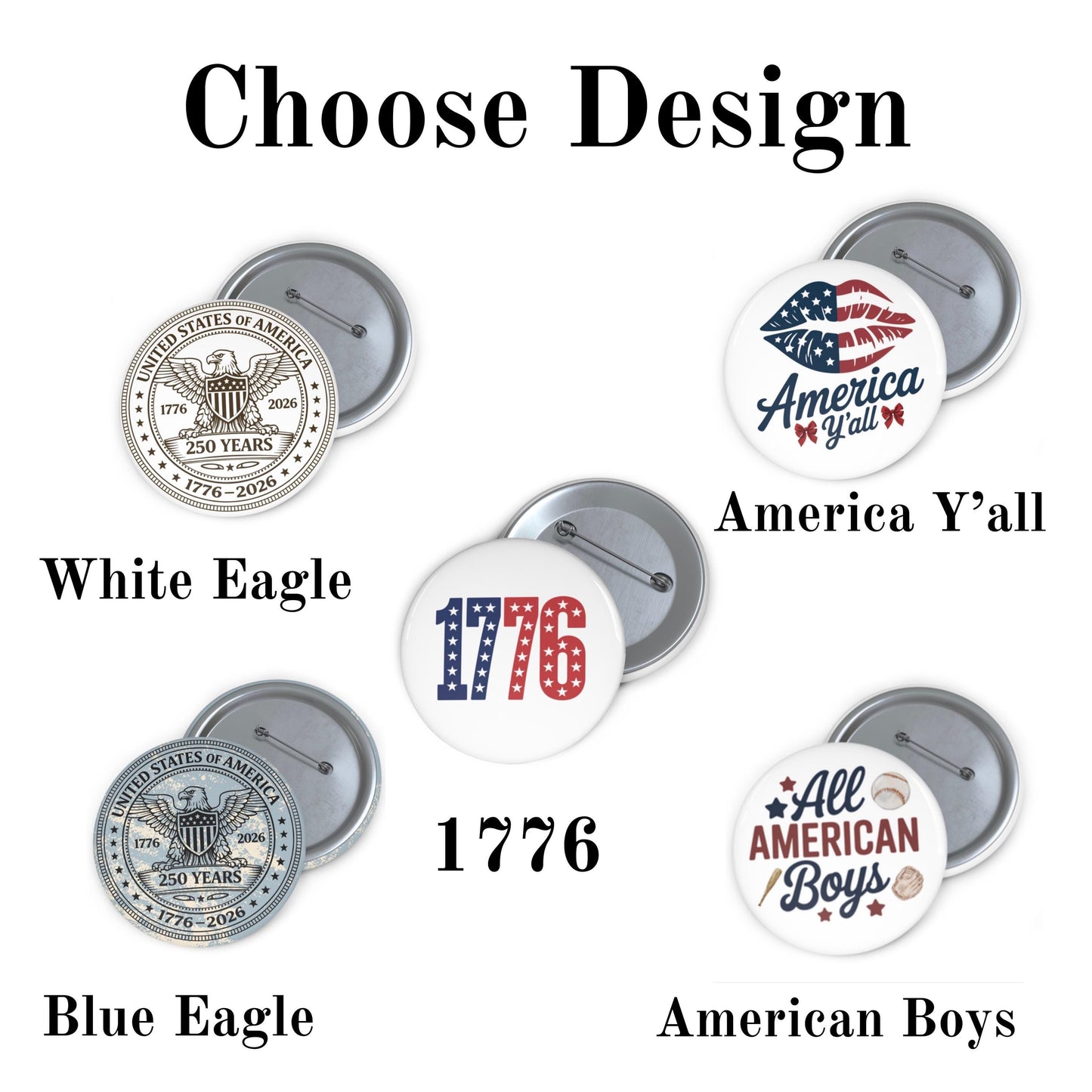 1776 Party Decor Idea Custom Pin Button 250 All American Boy Bulk Favor 250th Anniversary Event Decoration Gift for Group