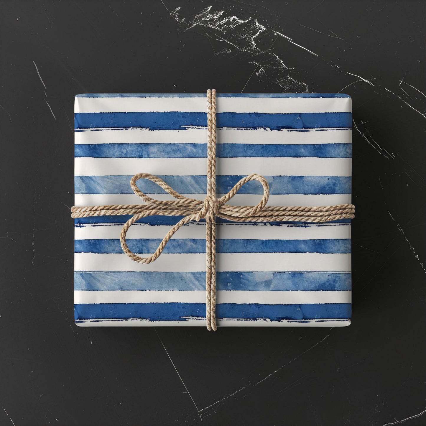 Blue Stripe Gift Wrap Paper Elegant Line Wrapping Paper Bulk