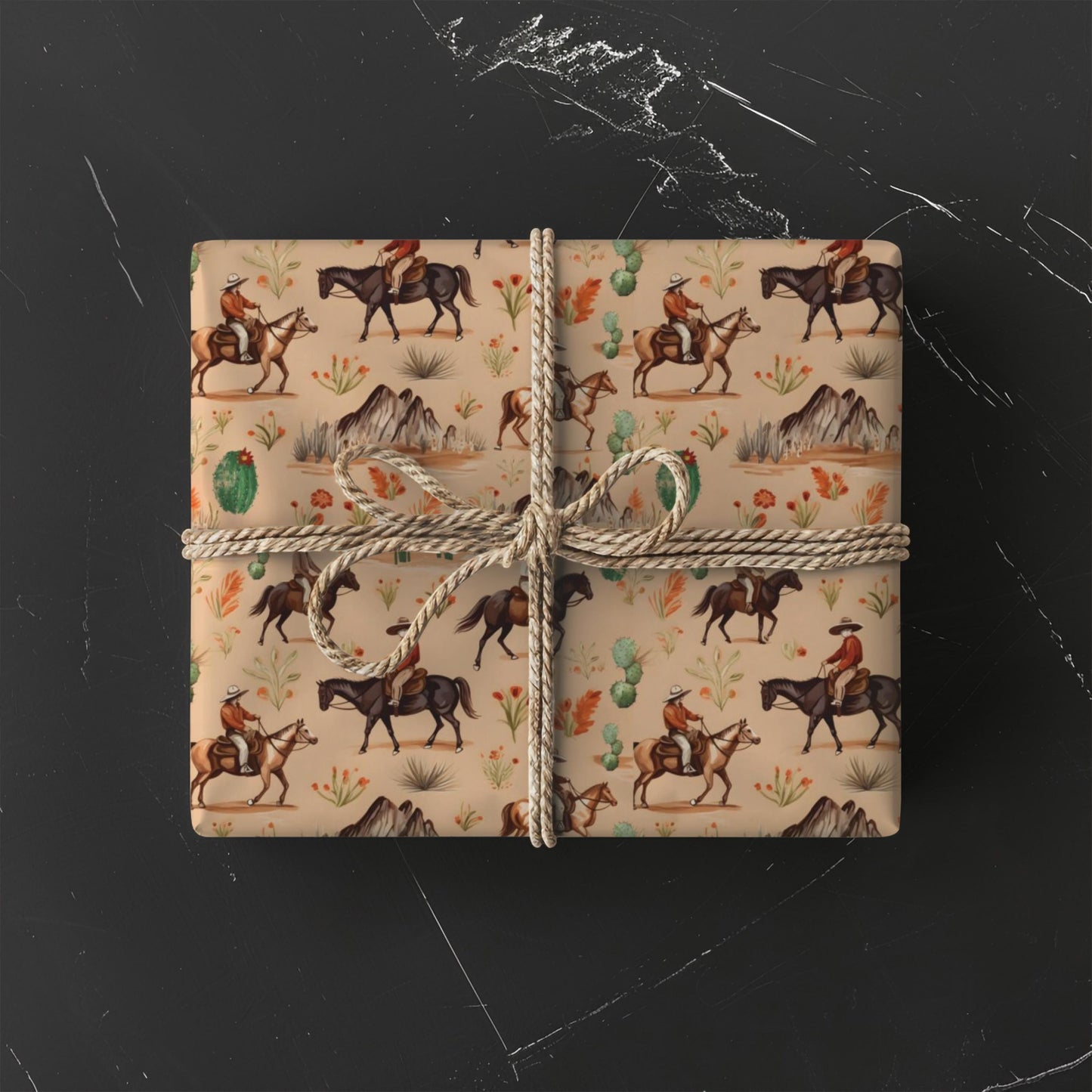 Country Western Cowboy Pattern Gift Wrap Paper Horse Ranch Wrapping Paper Rolls Birthday Cowboy Theme Party Decor for Rodeo Event