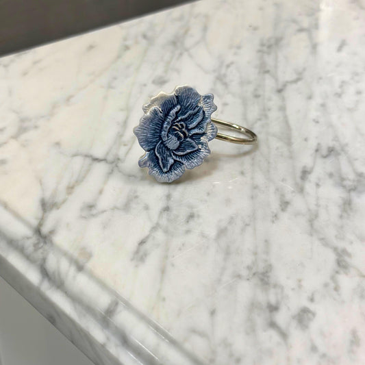 Blue Rose and White Floral Dorm Move In Gift Set Flower Shower Curtain Hook Giftbox Bathroom Coquette Aesthetic Home Decor Bath