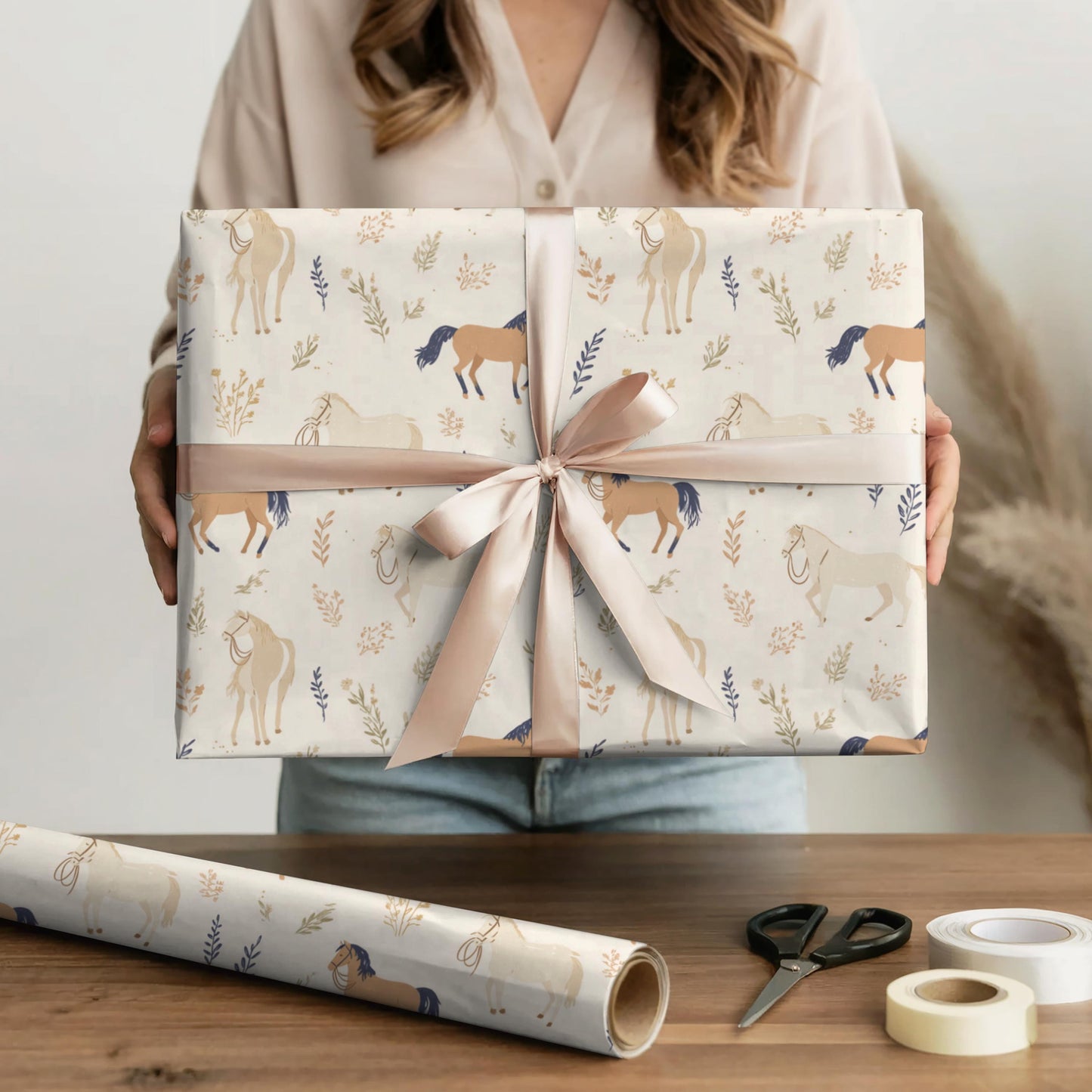 Horse Gift for Her Equestrian Rider Gift Wrap Paper Rolls for Horse Theme Birthday Party
