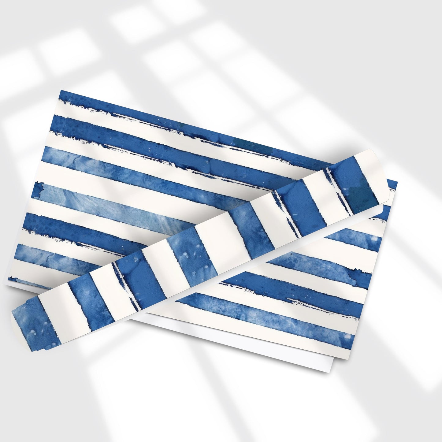 Nautical Theme Birthday Party Event Decor Gift Wrapping Paper Blue Stripe Classic Design Minimalist Pattern Blue and White Stripe Paper