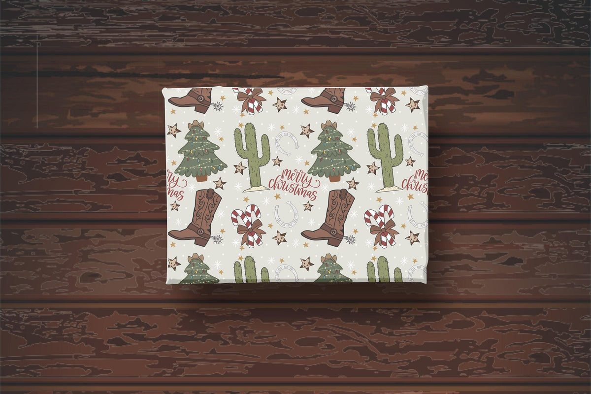 Cowboy Christmas Gift Wrap Country Christmas Paper Western Christmas Tree Cowgirl Gift Wrapping Paper Cowgirl Christmas Wrapping Paper Gift - The Ripple Effect Co.US