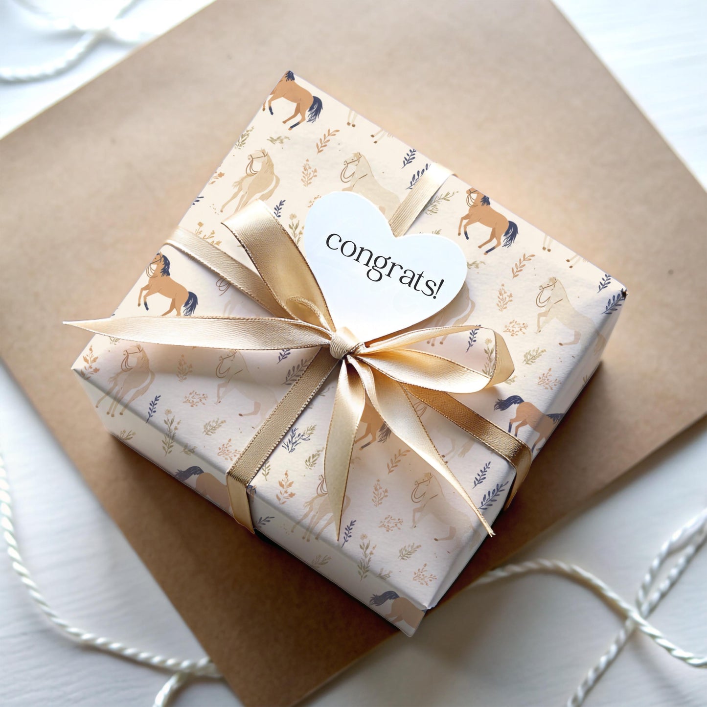 Horse Gift for Her Equestrian Rider Gift Wrap Paper Rolls for Horse Theme Birthday Party