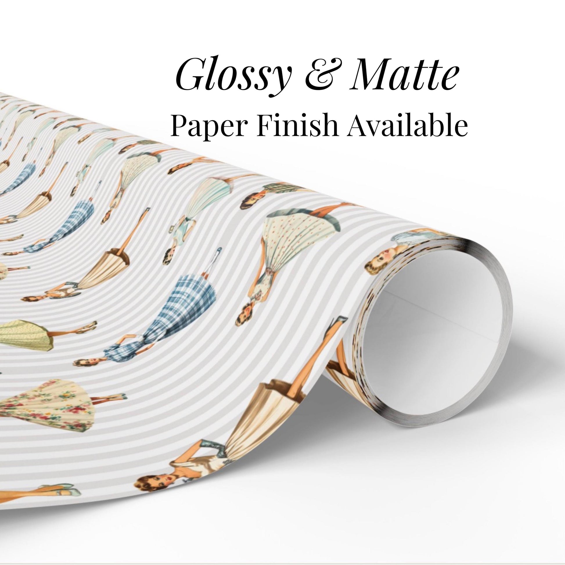 Vintage Bridal Shower Gift Wrap Elegant Wrapping Paper Vintage Women Pattern Wedding Shower Gift Wrap Feminine Stripe Paper Retro Vintage Design Gift Wrapping Paper Elegant Ladies Bridal Shower Gift Paper for Bride Wedding Party Wrapping