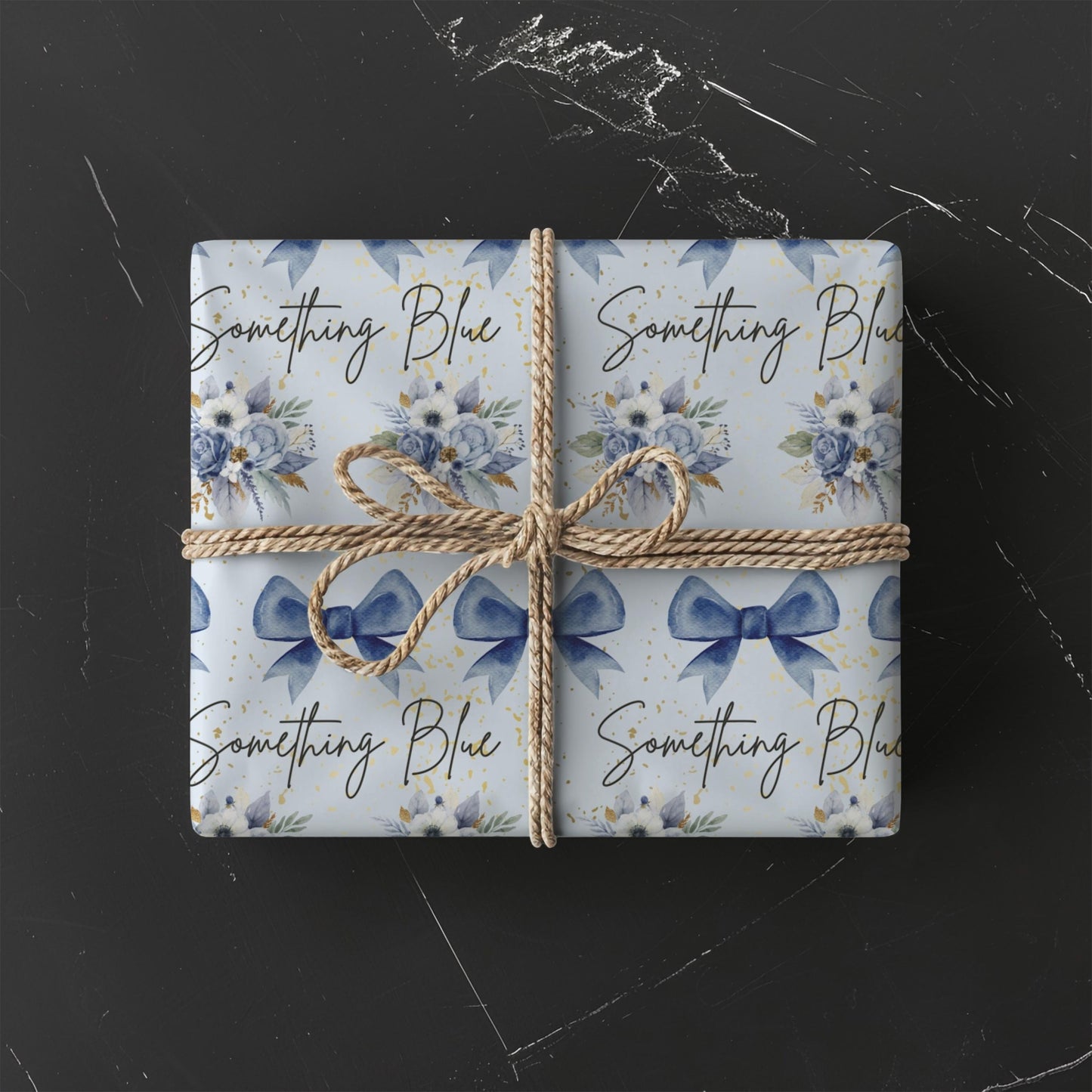 Bridal Shower Something Blue Gift Wrapping Paper for New Bride from Bridesmaid Gift Paper Wedding Gift Wrap for Bride Blue Bow Present Idea