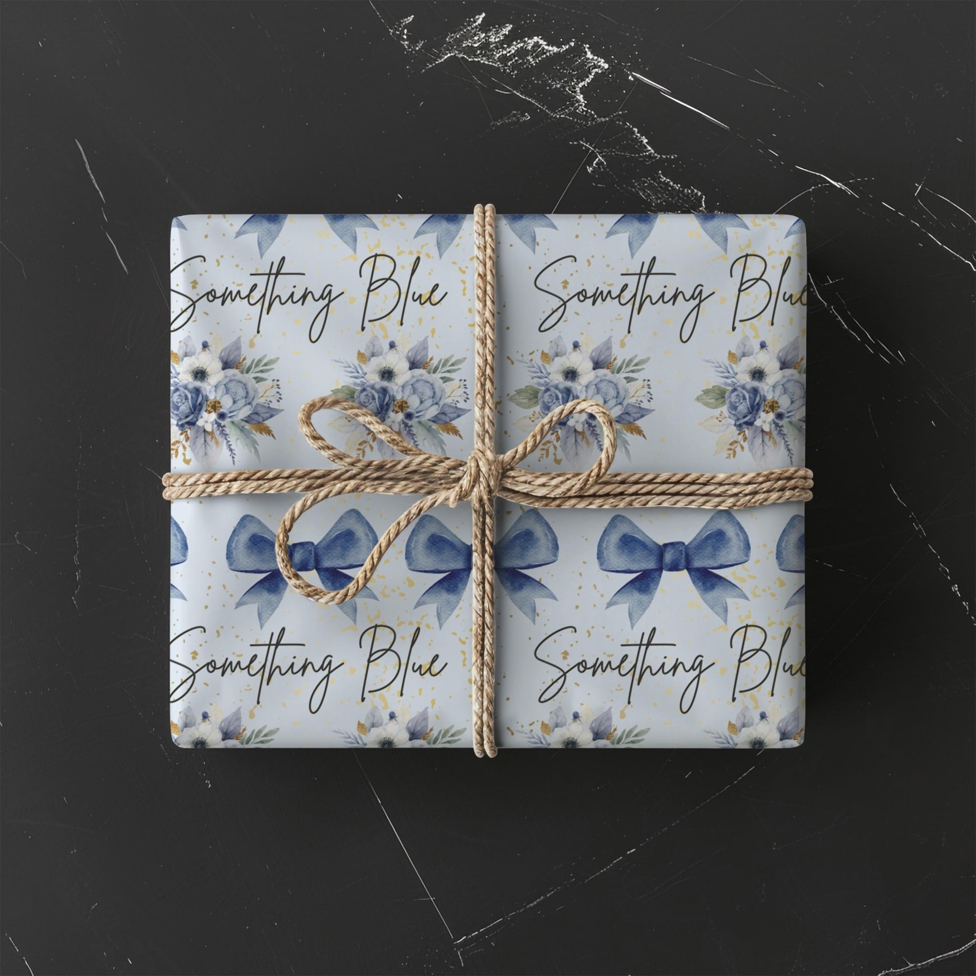 Bridal Shower Something Blue Gift Wrapping Paper for New Bride from Bridesmaid Gift Paper Wedding Gift Wrap for Bride Blue Bow Present Idea