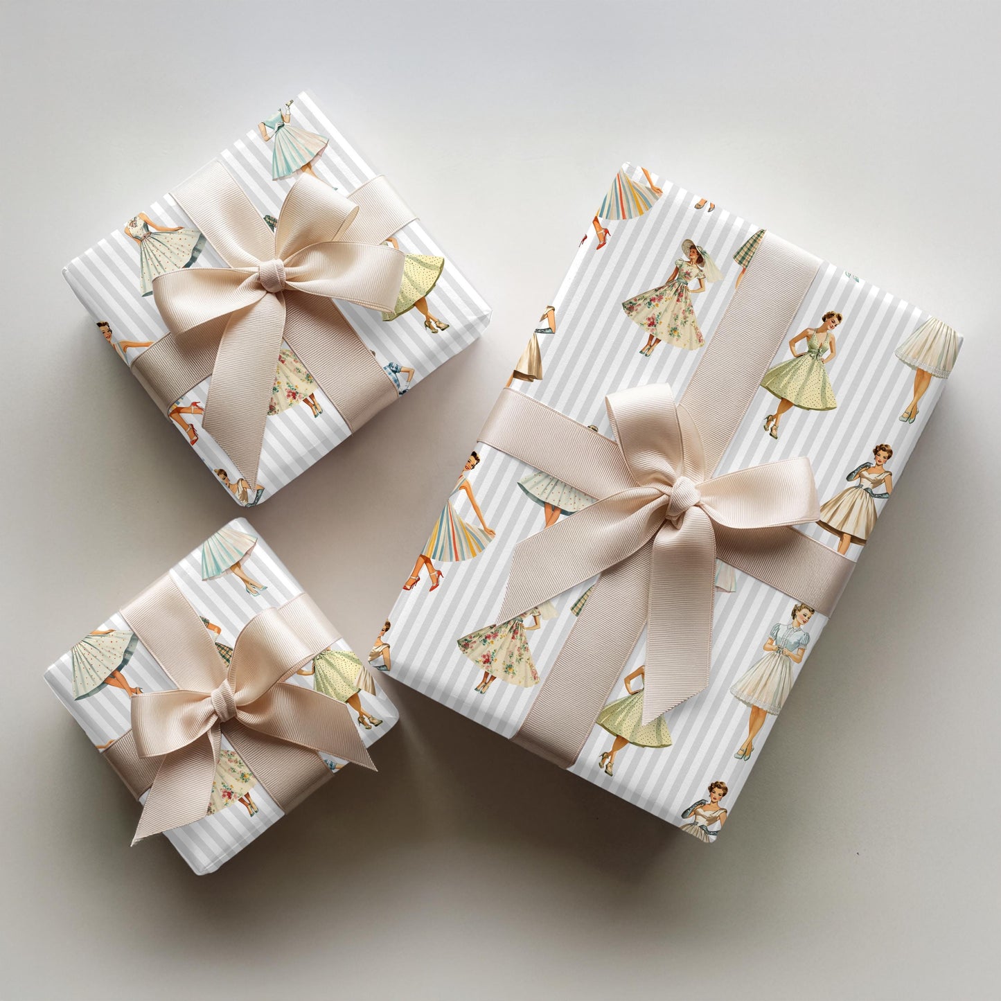 Retro Vintage Design Gift Wrapping Paper Elegant Ladies Bridal Shower Gift Paper for Bride Wedding Party Wrapping