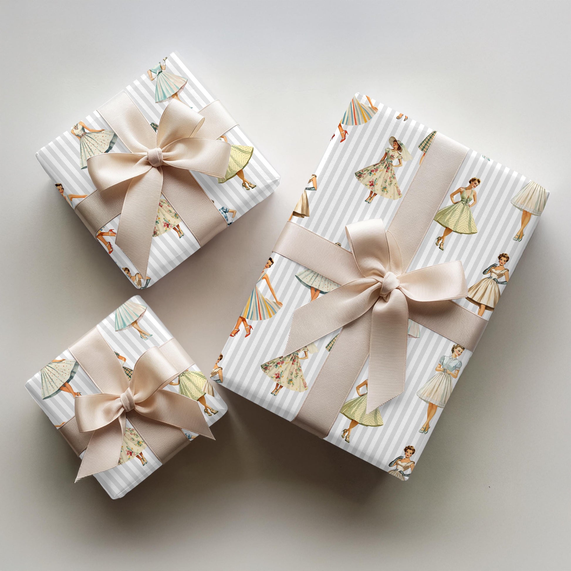 Retro Vintage Design Gift Wrapping Paper Elegant Ladies Bridal Shower Gift Paper for Bride Wedding Party Wrapping