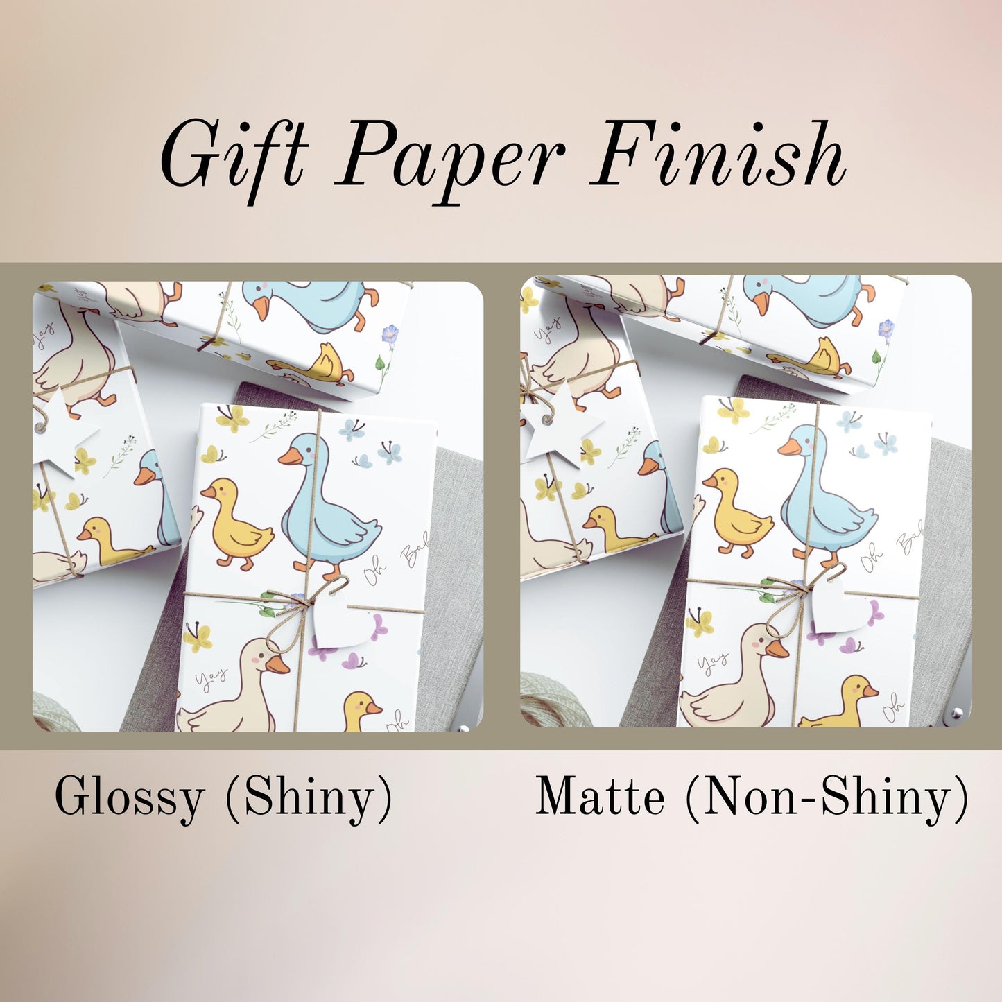 Duck Baby Shower Wrapping Paper – Cute Duckling Theme Floral Design