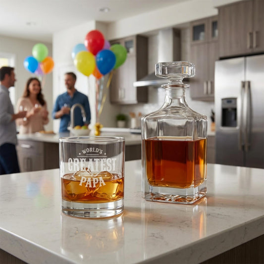 Happy Fathers Day New Grandpa Whiskey Glass Gift Engraved Rocks Glass Personalized Gift 10.5 oz Glass First Time Grandpa Gift Est Year Idea
