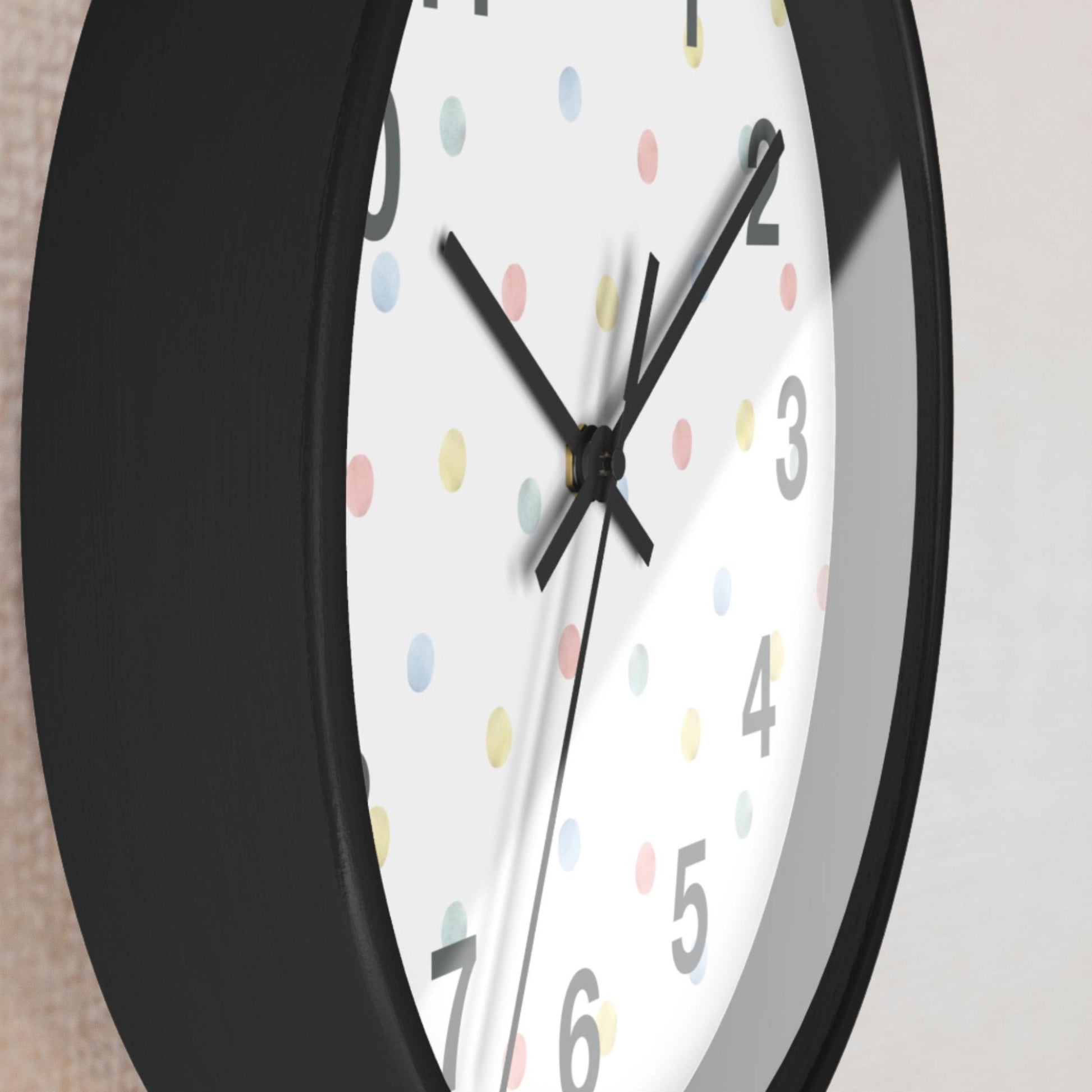 Playroom Wall Clock for Toddler Bedroom Decor Cute Clock for Kids Room Gift for Granddaughter Playful Design for Nursery Polka Dot Art Idea