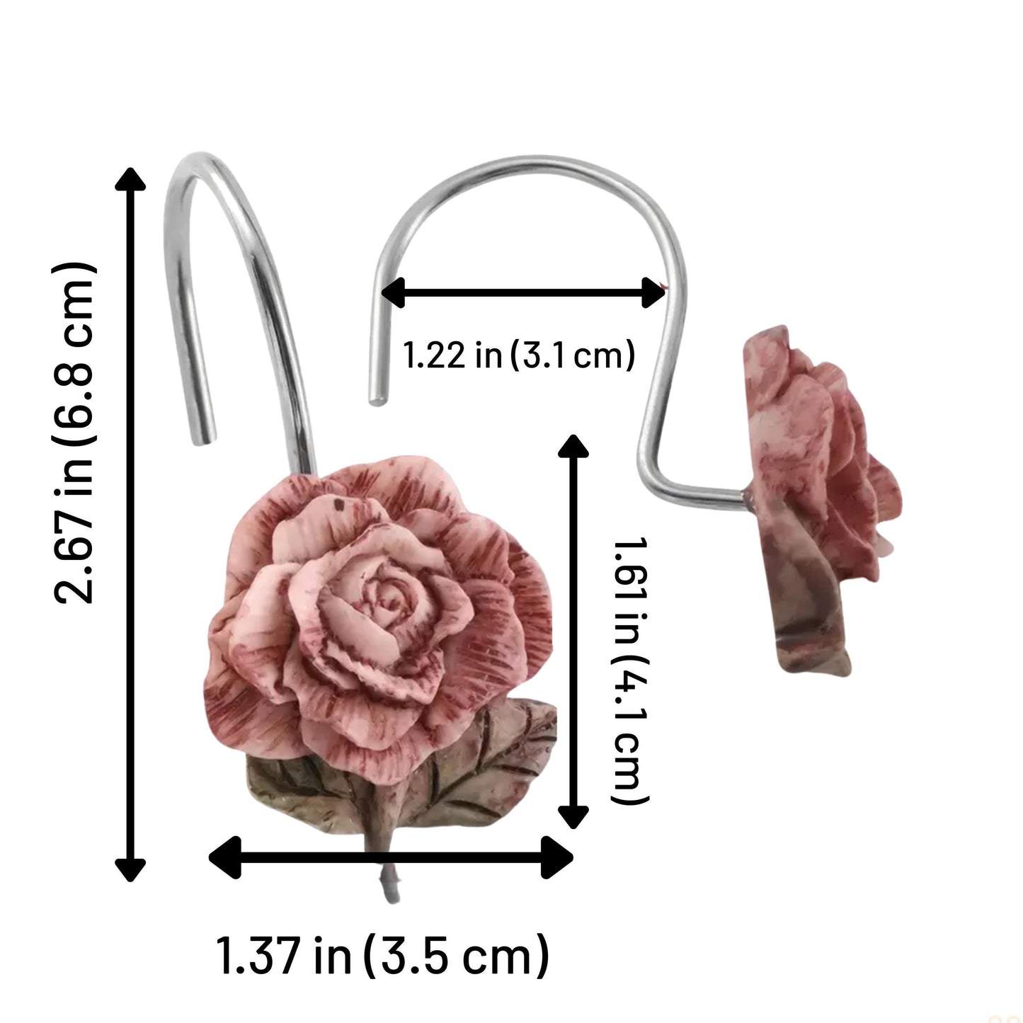 Victorian Shower Hooks – Rose Metal Design for Elegant Vintage Bathroom