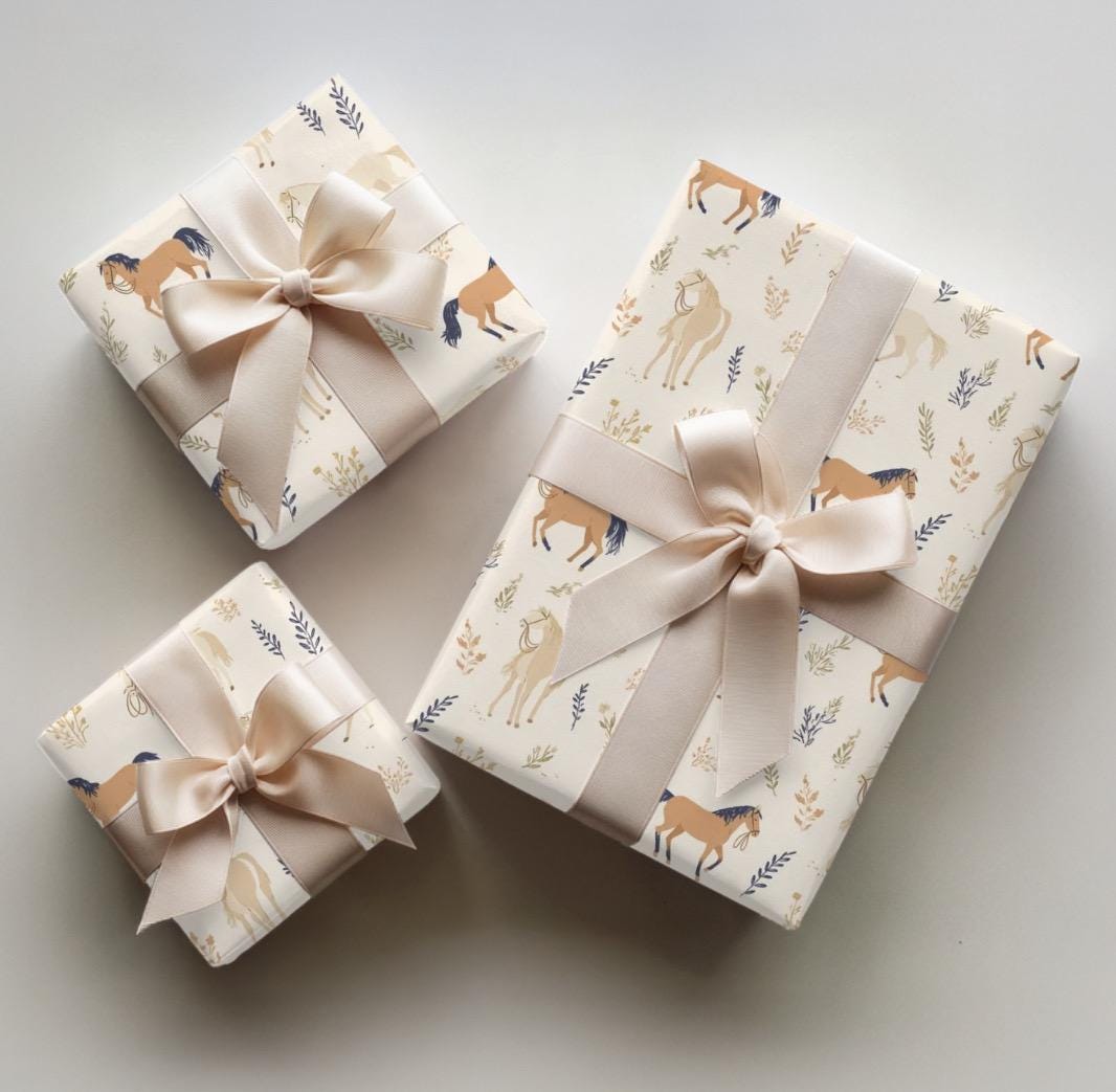 Horse Gift for Her Equestrian Rider Gift Wrap Paper Rolls for Horse Theme Birthday Party