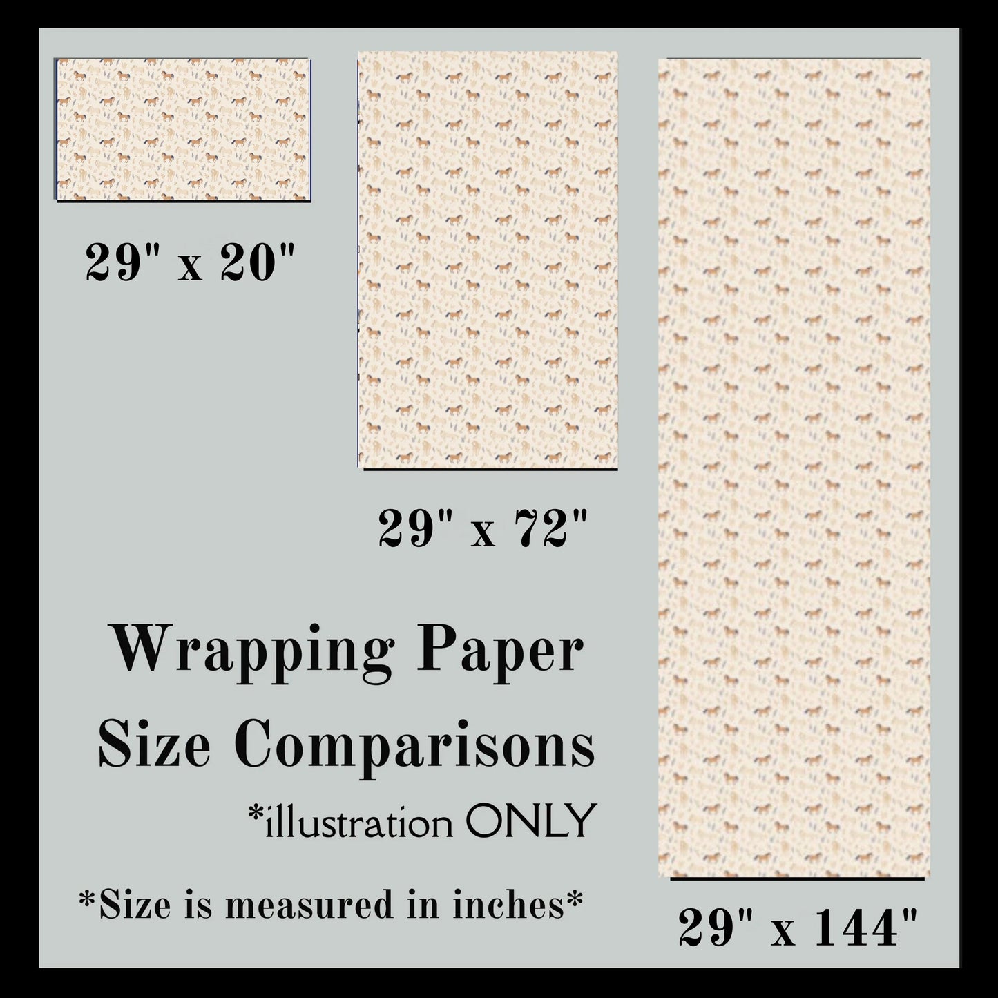 Horse Gift Wrap Paper: Equestrian Birthday Party Theme