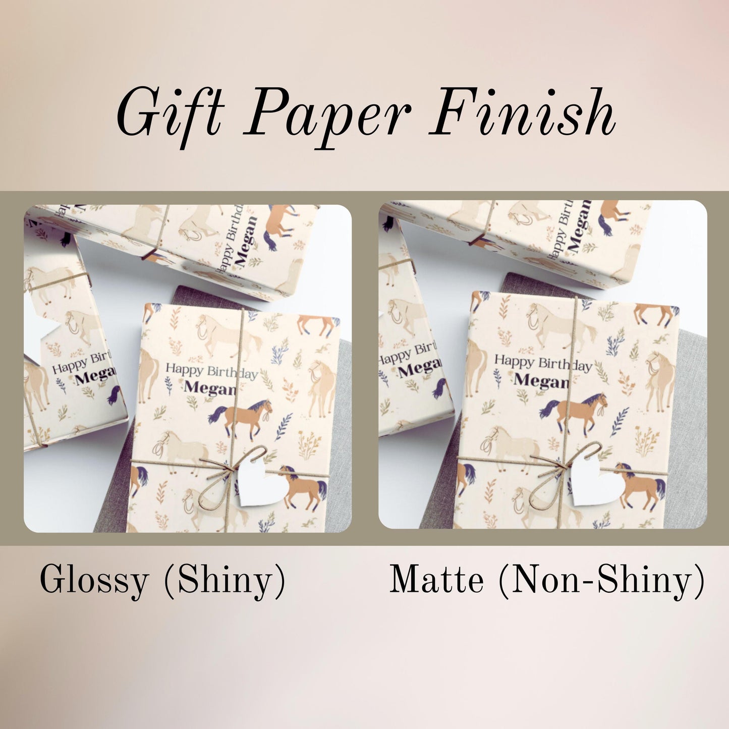 Horse Gift Wrap Paper: Equestrian Birthday Party Theme