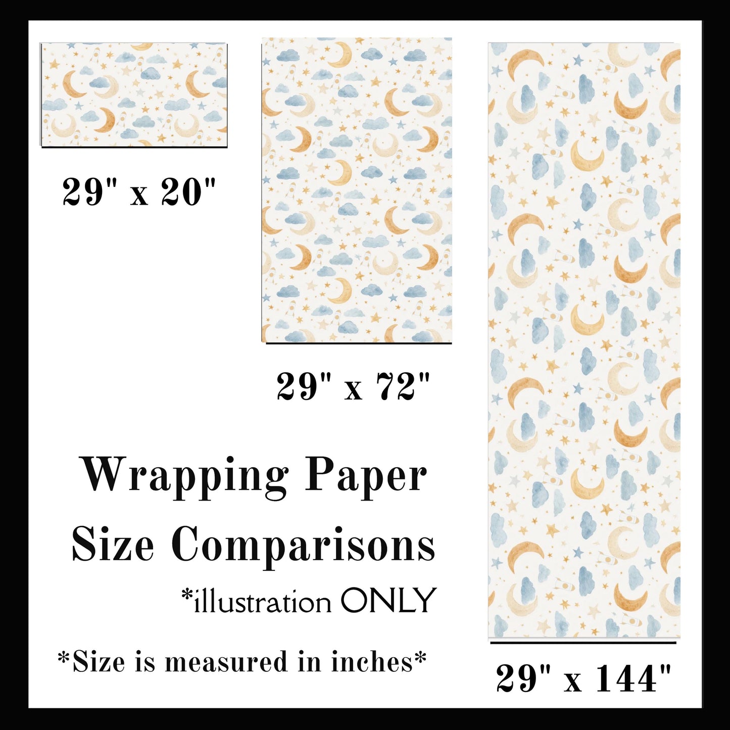 Space Nursery Wrapping Paper Moon and Stars Gift Wrap Neutral Baby Boy Gift Idea Modern Outer Space Decor Wrapping Paper