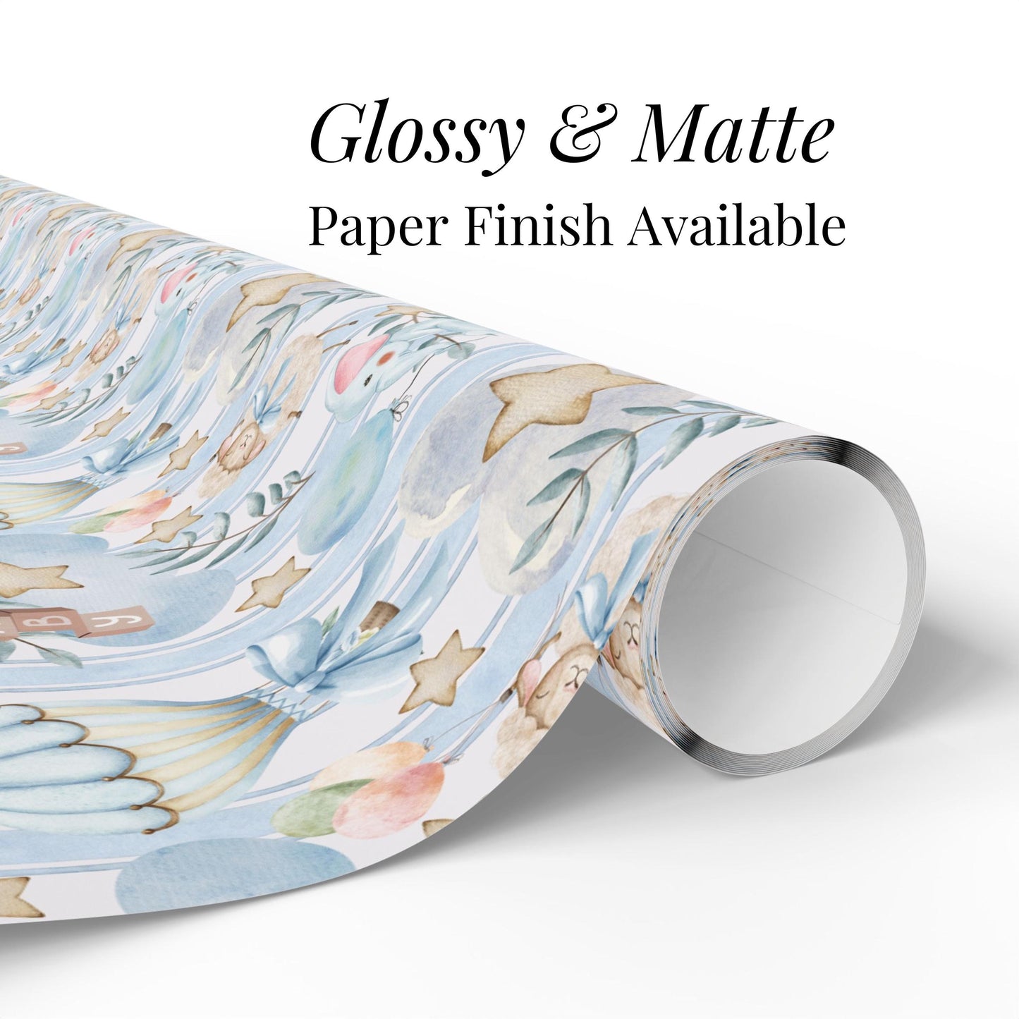 Baby Shower Wrapping Paper Blue Design Star Accent Collection Premium Quality Gift Wrap Nursery Room Decor Infant Celebration Package Beautiful Pattern Details Multiple Size Options Fine Art Paper Glossy Finish Perfect Birthday Present