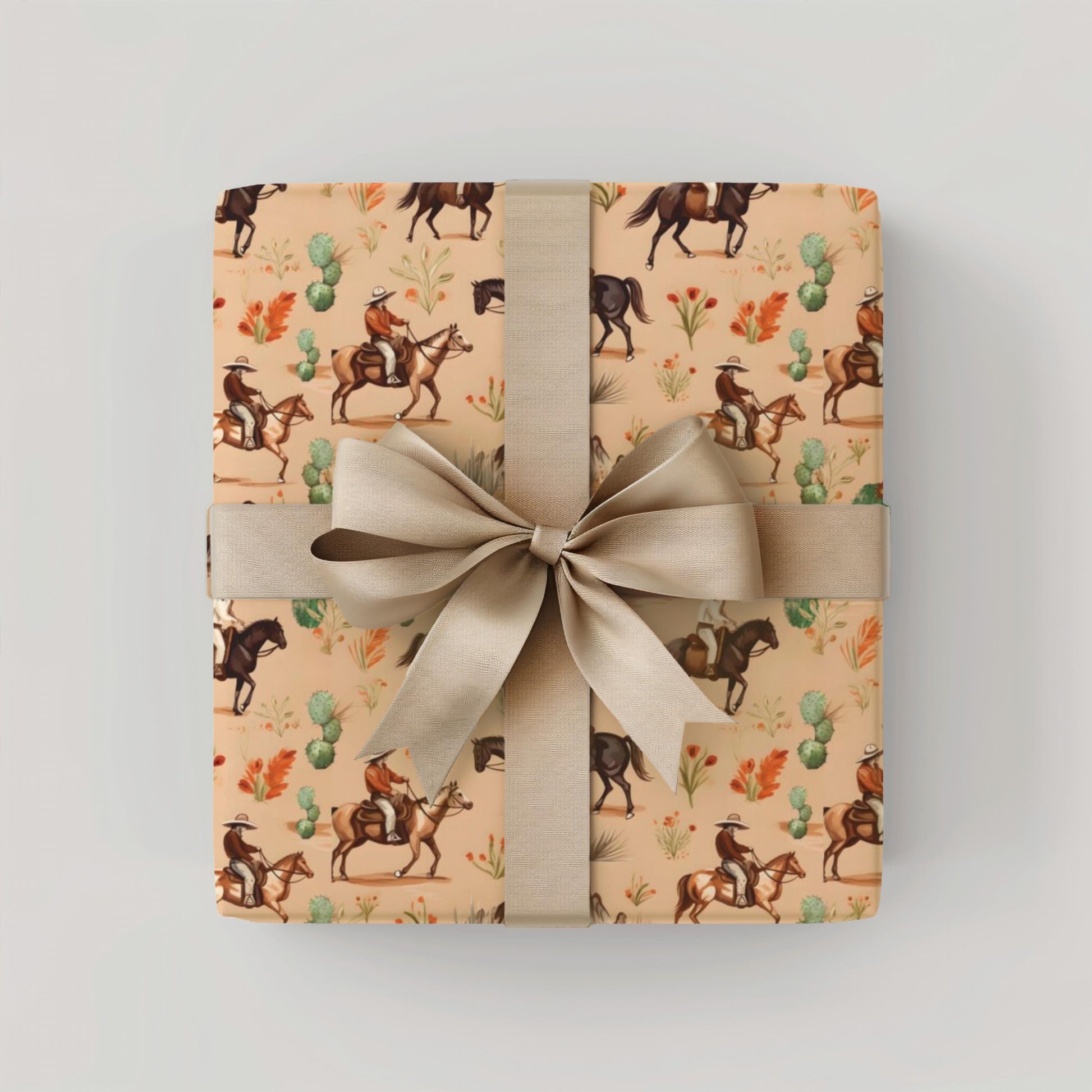 Country Western Cowboy Pattern Gift Wrap Paper Horse Ranch Wrapping Paper Rolls Birthday Cowboy Theme Party Decor for Rodeo Event