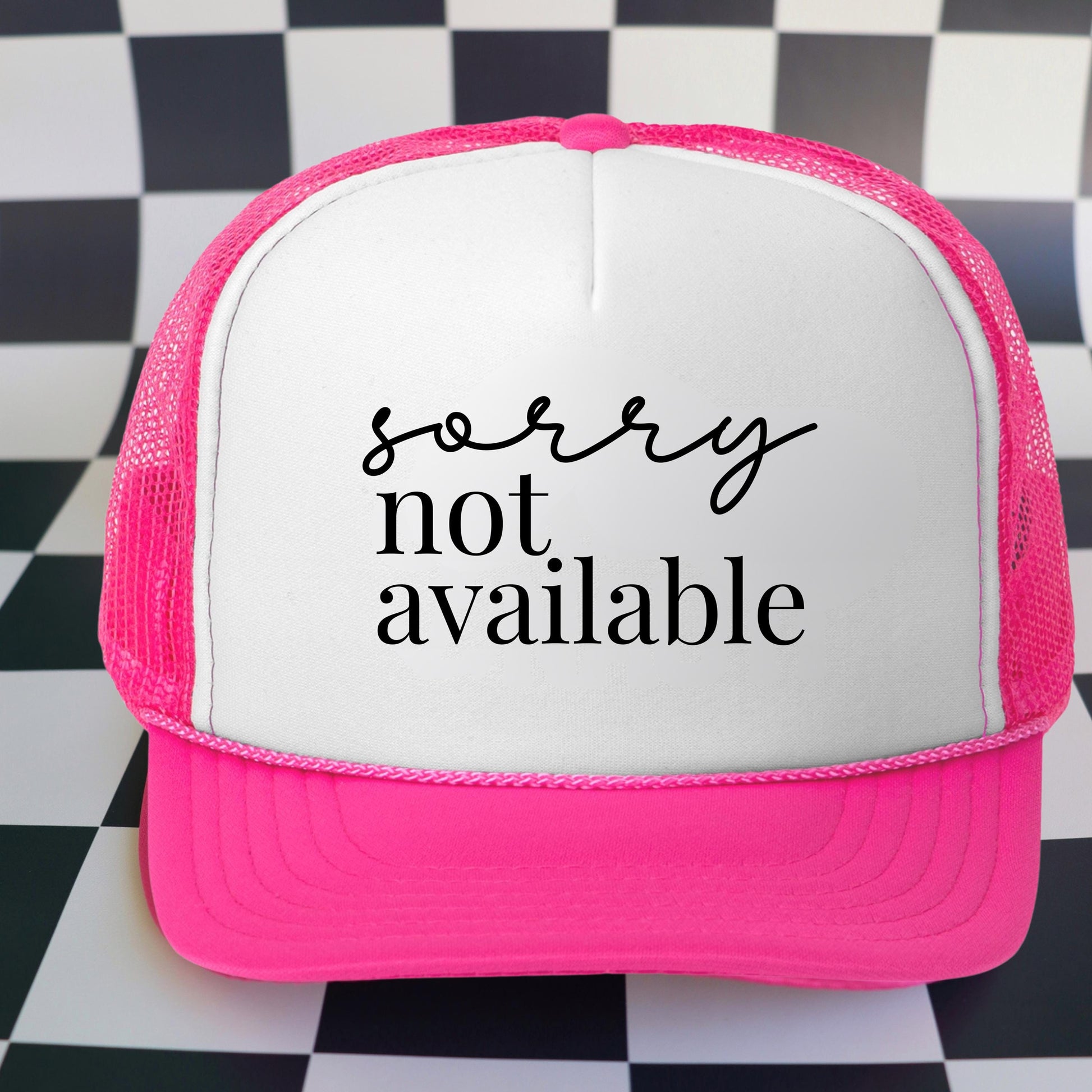 Sarcastic Hat for Friend Birthday Gift for Her Trucker Foam Hat Funny Phrase Sorry Not Available Trucker Cap for Sister Graduation Gift Idea