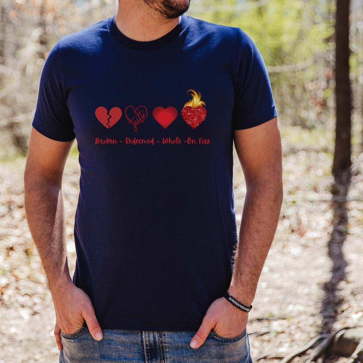 Broken Hearts Redeemed Red Lettering Shirt, Broken Redeemed Whole Heart Shirt, Hearts on Fire Christian Shirt, Women's Christian Shirt