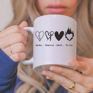 Christian Gift Mug Mother's Day Mug Gift Coffee Lovers Gift Mug Hearts on Fire Coffee Mug Redeemed Heart Coffee Mug Gift for Coffee Drinker