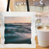 Eco-Friendly Tote Bag Reusable Shopping Tote Bag Boho Shoulder Tote Be the Change Custom Tote Book Bag Tote for Student Cute Gift for Mom