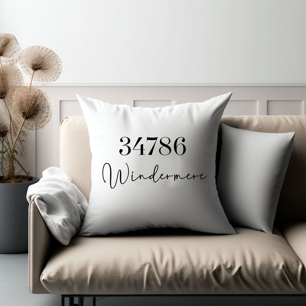 New Homeowner Gift for Hostess Custom Accent Throw Pillow Custom Central Florida City with Zip Code Gift for New Home Owner Custom City